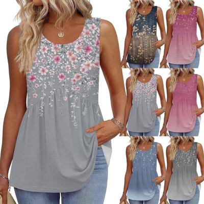 Tanktop mit quadratischem Kragen, bedruckt, lässig, lockere Passform, ärmelloses Shirt