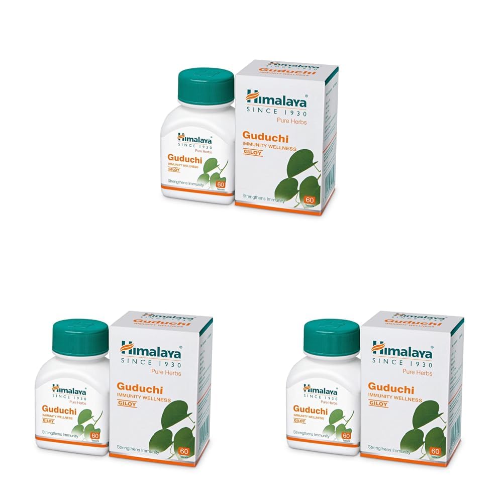 

Himalaya Pure Herbs Guduchi Strengthens Immunity Wellness, Giloy, 60 Count X Pack of 3