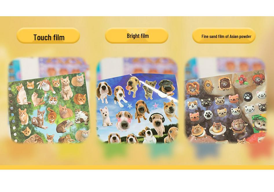 Yuxian Yanbian Pet Battle Cat & Dog Pattern Journal Stickers - Cute Decorative Film Coil for Material Journaling