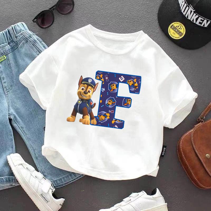 Paw Patrol Children's Short-Sleeve T-Shirt Cartoon Print Girls' Summer Casual Round Neck Top Children's Birthday Gift