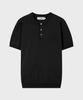 LEIRE Muscle Fit Henley Neck Short Sleeve Knit [Black]