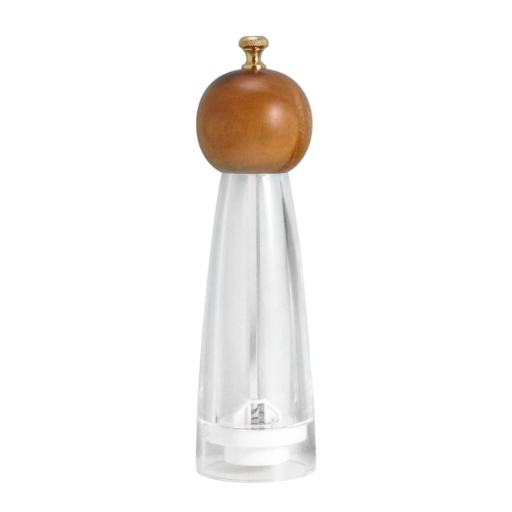 Salt Pepper Grinder Wooden Shakers with Adjustable Ceramic Core Transparent Acrylic Manual Salt and Pepper Mill