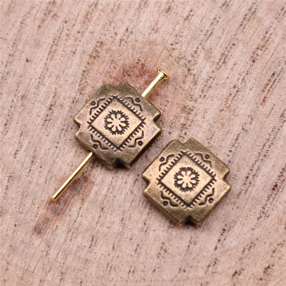 5 Pièces Petites Perles Carrées Charm pour Téléphone Couleur Bronze Antique 4X10mm
