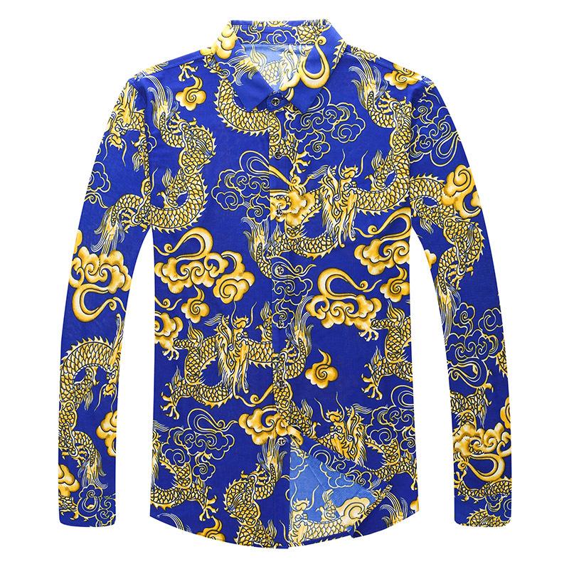 Chemise Imprimée Homme Manches Longues Chemise Homme Respirante Manches Longues Homme