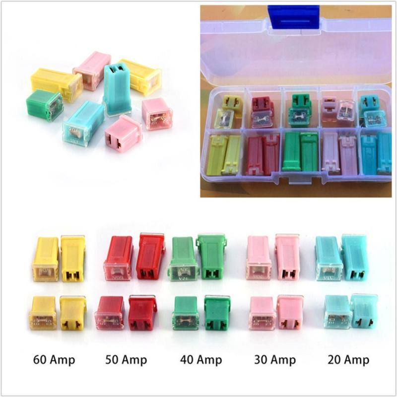 20Pcs Mini Car Square Fuse Dc 12-32V 20A 30A 40A 50A 60A Amp For Cars And Trucks Fuse Panels And Wiring Harnesses