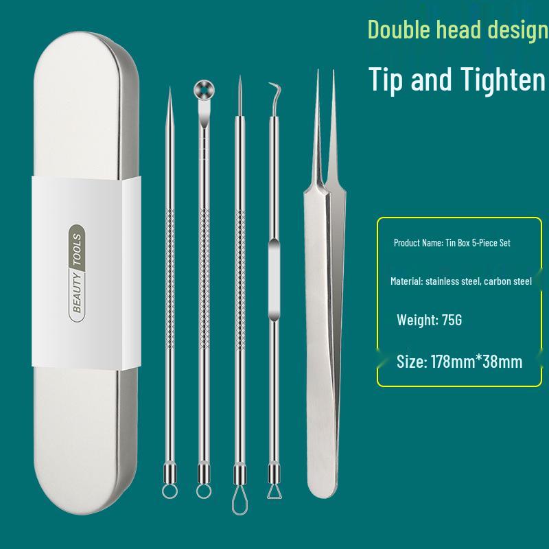 Precision Acne & Blackhead Removal Tweezers Set - Pimple Needle and Squeezing Tool