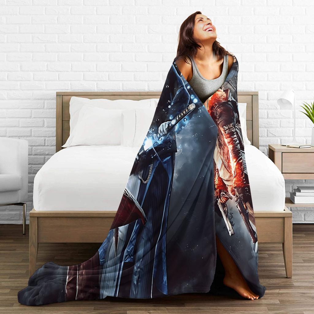 Devil May Cry 5 Dante Blanket Warm Soft Street Trend Plush Throw Blanket For Living Room Camping Flannel Bedspread Bed Cover
