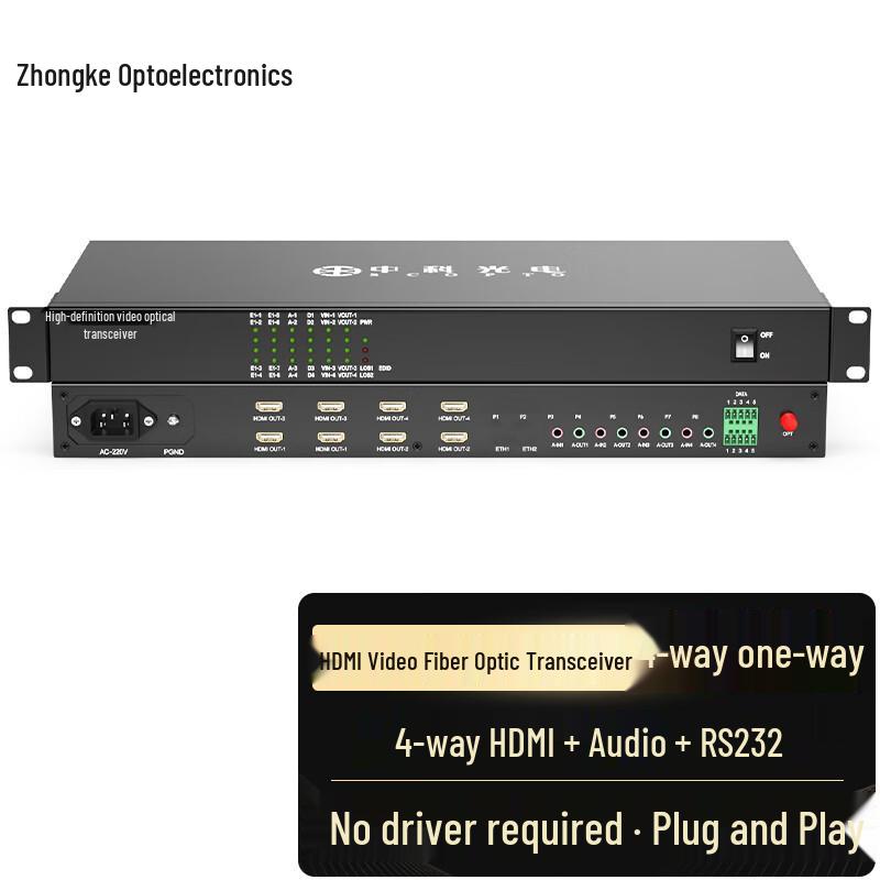 

ZKGD 4-Channel Uncompressed HDMI Fiber Optic Extender with Audio