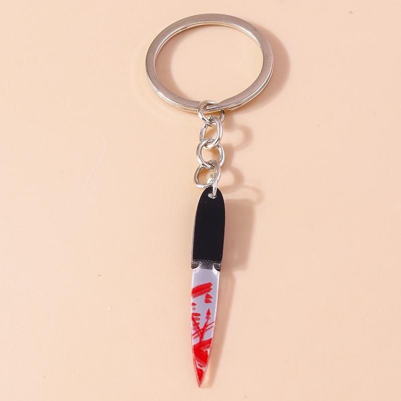 Bloody Resin Saw Knife Keychain Halloween Key Ring Pendants for Car Key Holder DIY Key Chain Jewelry Gift