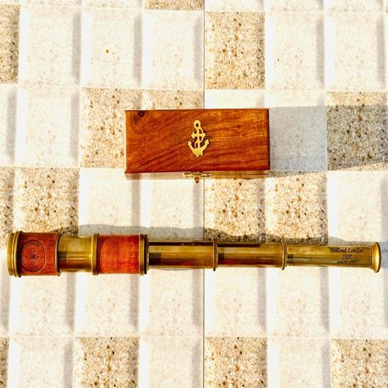 35.56 cm Brass Telescope with Wood Box, Pirates Spyglass Telescope, Anniversary Gift For Husband, Gift for dad, Boating Gift, Graduation Gifts