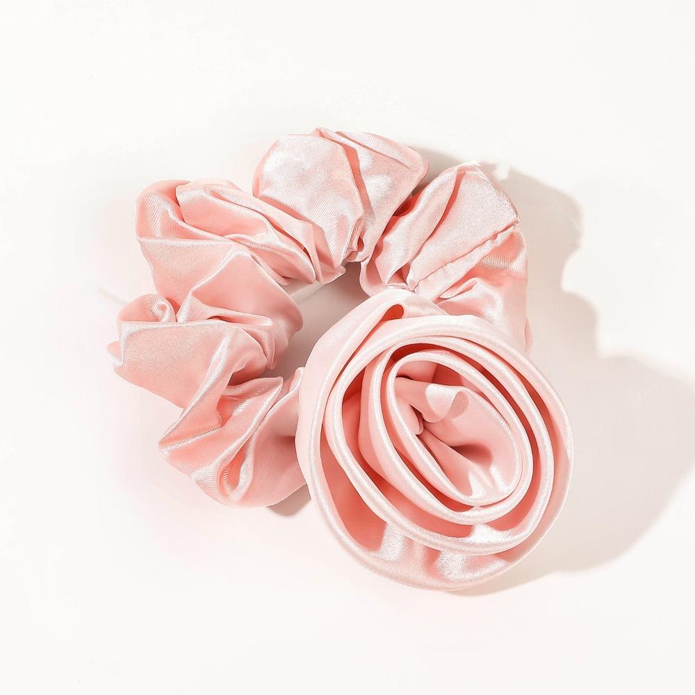 Flower Design Korean Hair Bands Satin Material Big Flower Scrunchies Satin Hair Rope  Korean Style