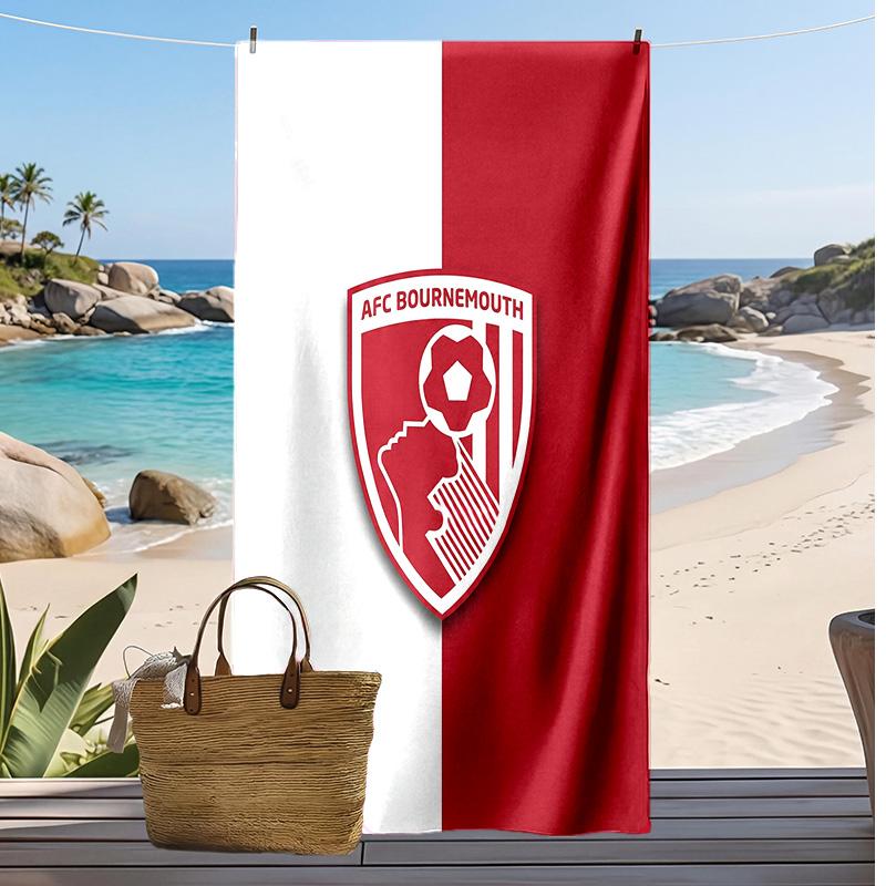 Bournemouth Football Print Beach Towel, Large Soft Quick Dry Towel for Beach Camping Swimming