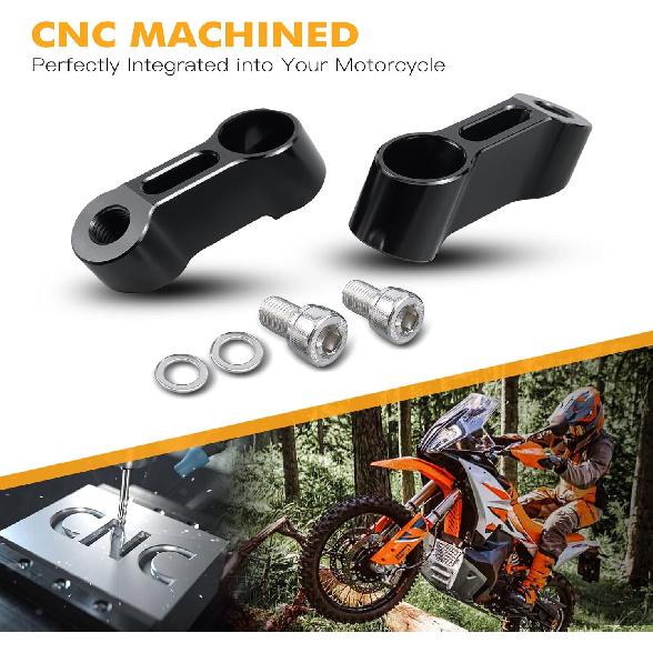 NICECNC Black Universal 2PCS Threaded 10mm Stem Mirror Mount Risers Extenders Adapters(Right-Hand!) Compatible with Motorcycle,Dual