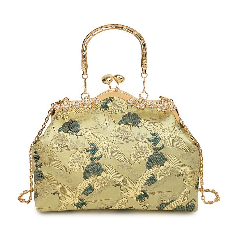 Borsa a Mano Ricamata di Lusso da Donna Borsa a Spalla con Bordi Metallici Vintage con Tracolla Regolabile Pochette da Sera Borsa Regalo