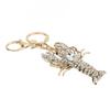 Strass Hummer Schlüsselanhänger Zinklegierung Glitzer Bling Funkelnder Schlüsselanhänger Handtaschenzubehör für Frauen Mädchen Weiß