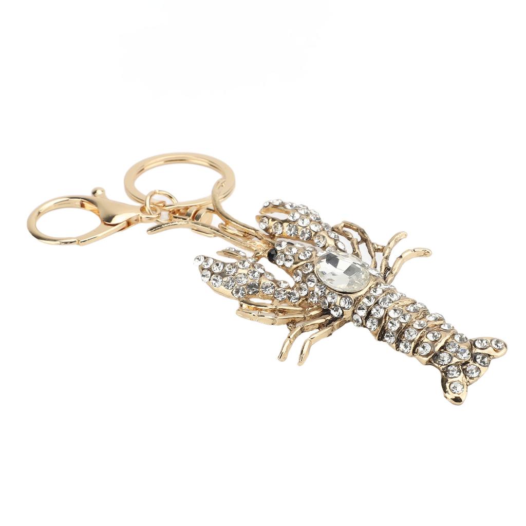 Strass Hummer Schlüsselanhänger Zinklegierung Glitzer Bling Funkelnder Schlüsselanhänger Handtaschenzubehör für Frauen Mädchen Weiß