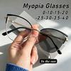 Cat Eye Ladies Photochromic Myopia Glasses Unisex Outdoor Color Changing Eyewear Fashionable HD Near Sight Glasses for Women Men