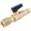 Air Conditioner Ball Valve 1/4 Inch SAE Adapter R22 Air Conditioning Liquid Hose Valve Straight Shut Off Valve for HVAC AC Automotive Service Tools