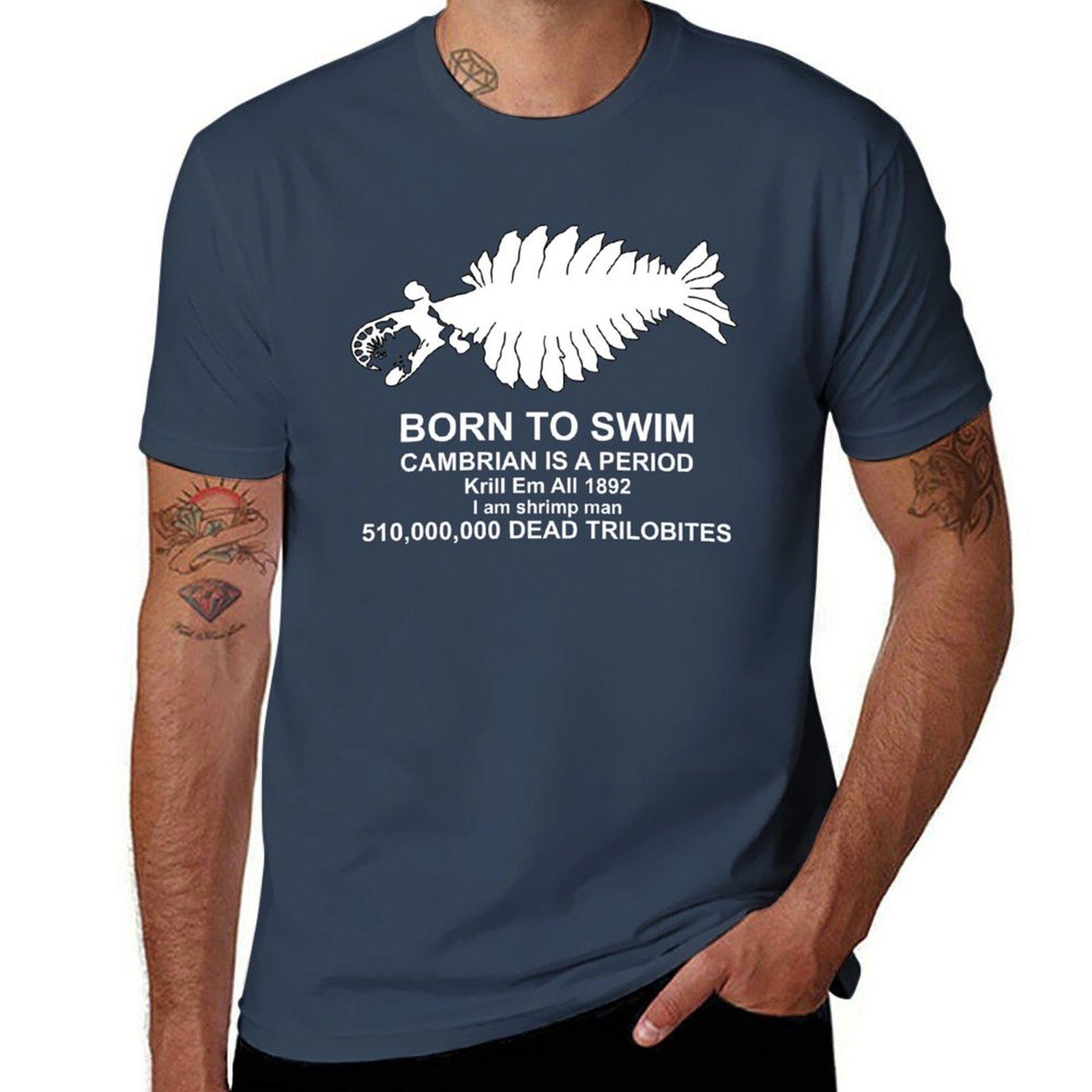 

Anomalocaris Рожден плавать V2 Белая футболка одежда футболки графика милые топы аниме футболка мужская футболка графика S