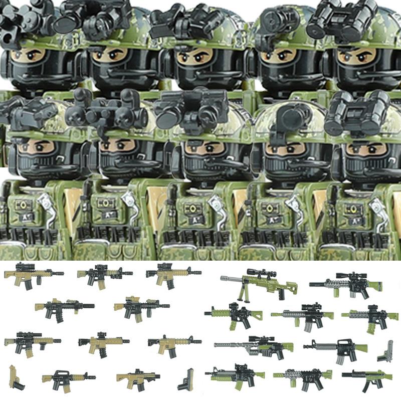 Commando Urbano Forze Speciali Figure Militari Blocchi da Costruzione SWAT Esercito USA Ucraina Soldati Assalto Fanteria Scudo Armi Giocattoli