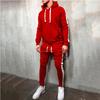 Men's Autumn New Arrival Hooded Patchwork Solid Color Sport Casual Hoodie Set