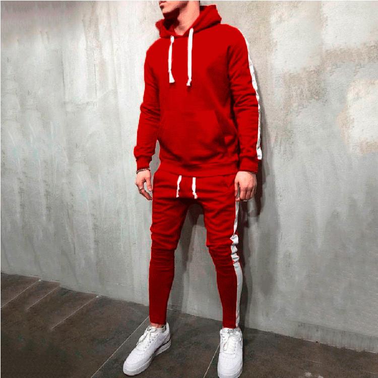 

Men s Autumn New Arrival Hooded Patchwork Solid Color Sport Casual Hoodie Set Triple Extra Large вино красного