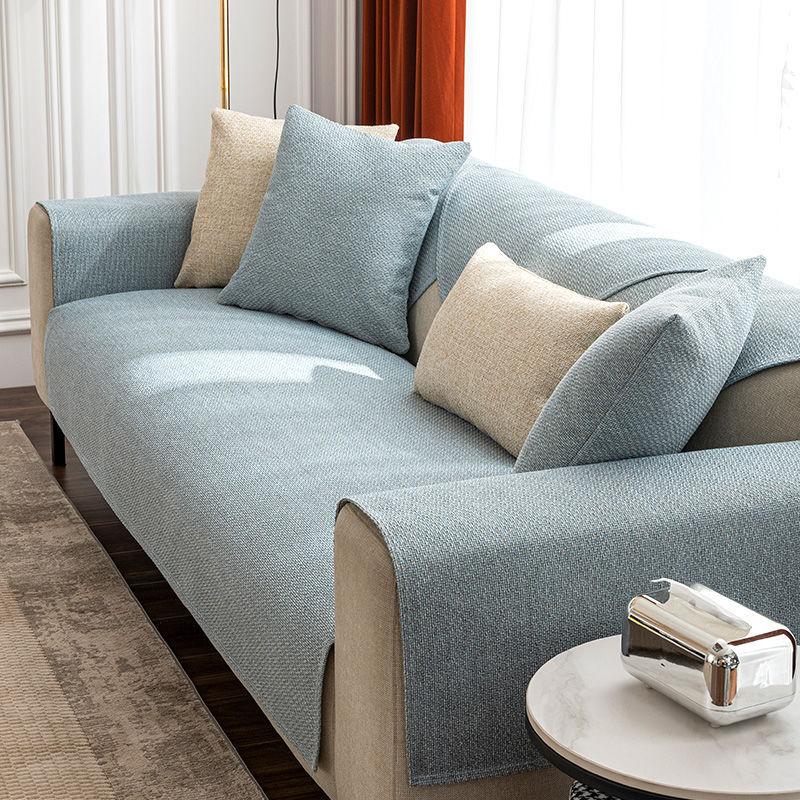 Minimalist Japanese Style Hemp Living Room Sofa Cushion Four Seasons Universal Cloth Liner Cover Towel Non-Slip Sofa Cover