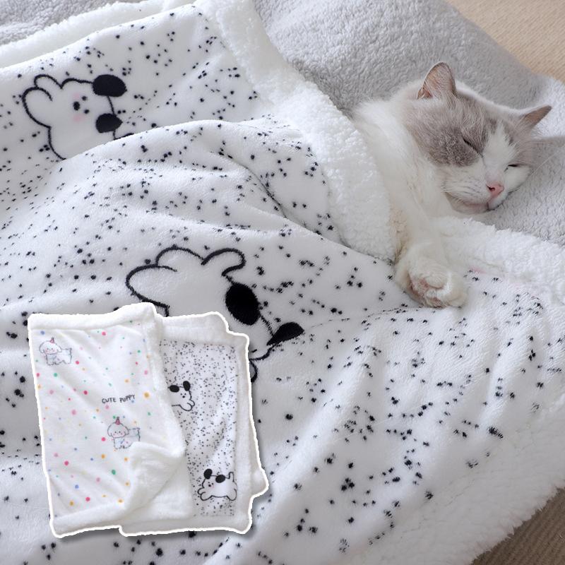 Double-Sided Fleece Pet Blanket Warm Thick Pet Mat For Dogs And Cats Cozy Sleeping Pad Reversible Pet Cover Soft Kennel Cushion