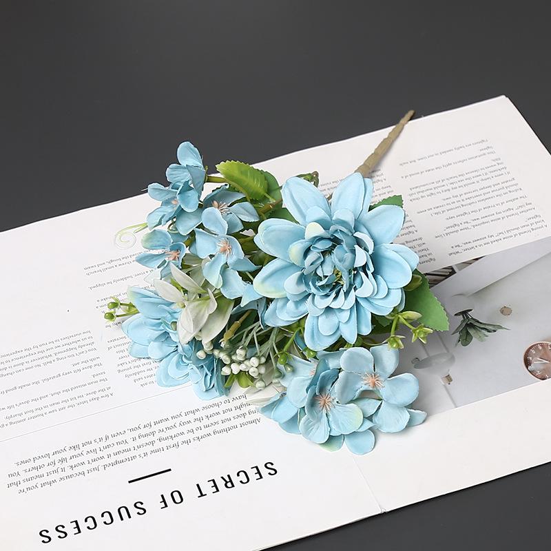 Spring Dahlia Silk Flowers: Artificial Floral Decoration for Dining Table, Home Ornament, or Photography Prop