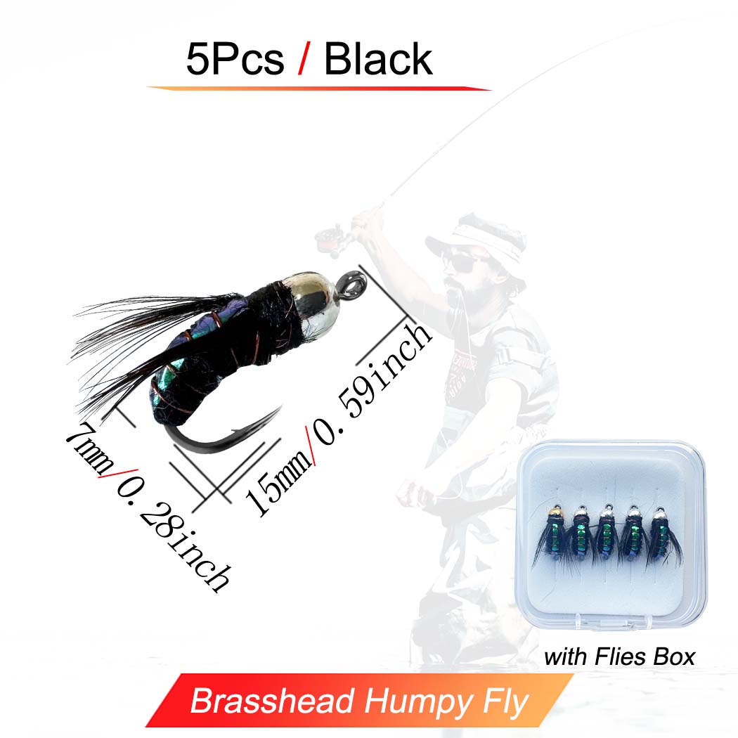 

Приманка для ловли рыбы нахлыстом 5/10 шт./кор. черные крючки, яркая кожа, материал, нимфа, искусственная приманка для ловли окуня/форели/лосося Black-5Pcs/Box