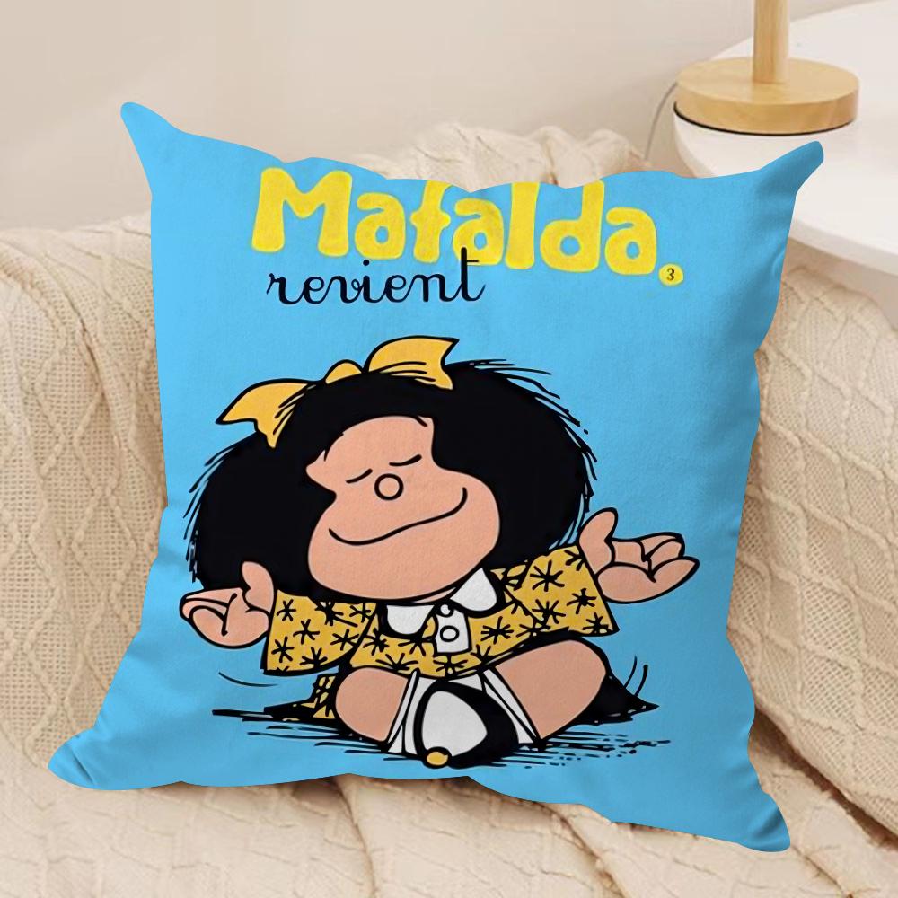 Cartoon MMafalda Cushion Cover Soft Plush DoubleSided Printed Sofa Pillow Cushion Cover Cozy AllSeason Durable Decor Gift