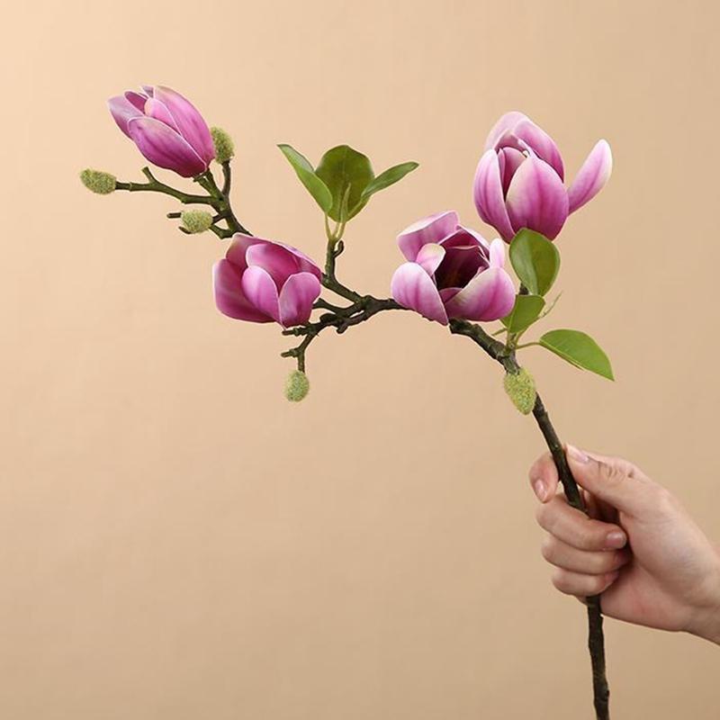 1pc Artificial Silk Magnolia Flower Home Outdoor Garden Vase Windowsill Wedding Bride Festival Outdoor Arch Decoration Diy Gift