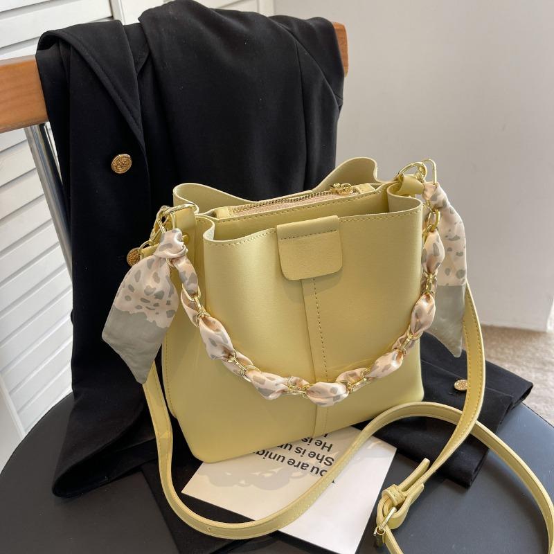 Premium texture bucket bag women's bag new trendy fashion messenger bag niche chain portable bucket bag