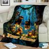 1PC Custom Name Sloth Adventure Lights Flannel Blanket Versatile,all-season Throw Suitable for the Living Room,bedroom,camping,travel,and Gift