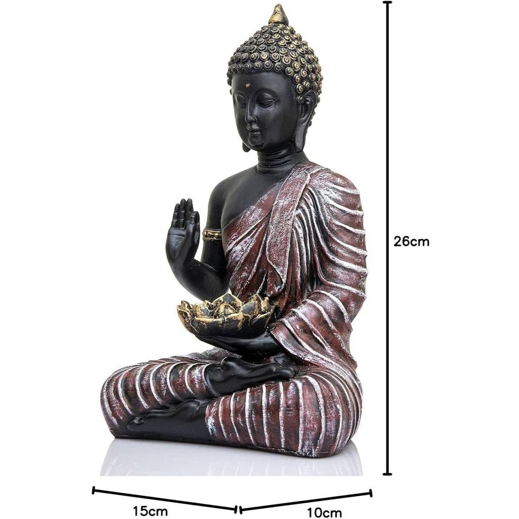 Meditující sedící socha Buddhy ozdobný kus Idol Domácí dekorace Obývací pokoj Dárky Dekorativní ozdobný kus - 27 cm  (Pryskyřice, Černá, Hnědá)