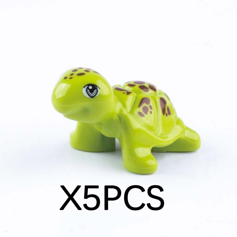 MOC Animal Building Blocks DIY Pig Fishes Octopus Penguin Turtles Figures Toys Set City Farm Zoo Accessories Bricks Kid Gift