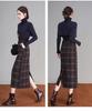 Plaid Wool Blend Split Pencil Skirt - 2025 Winter Mid-Length Vintage Style