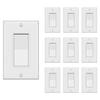 3 Way Decorator Switch with Wall Plate, Electrical Rocker Light Switch, Single Pole or Three Way, 3 Wire, 15A 120V/277V, UL Listed, White (10 Pack)