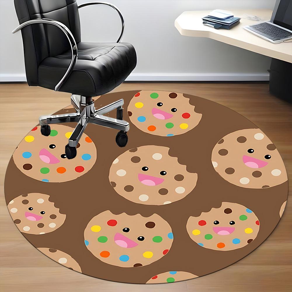 1pc Cookie Circle Office Round Area Rug, Mat Suitable ForOffice, Under Office Chairs Bedroom Living Room Home Decor, Room Deco