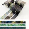 Golden Foil Washi Tape 3 Rolls Tape, Retro Plaid Leaf Pattern Decorative Journal Masking Adhesive for DIY Crafts, Journal, Planner, Scrapbooking