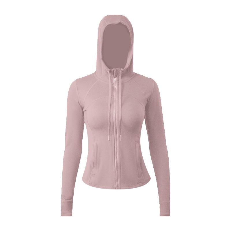 Damen Yoga Sportjacke mit Kapuze - Doppelseitig gebürstet, Hohe Elastizität, Slim Fit, Nude Feeling.