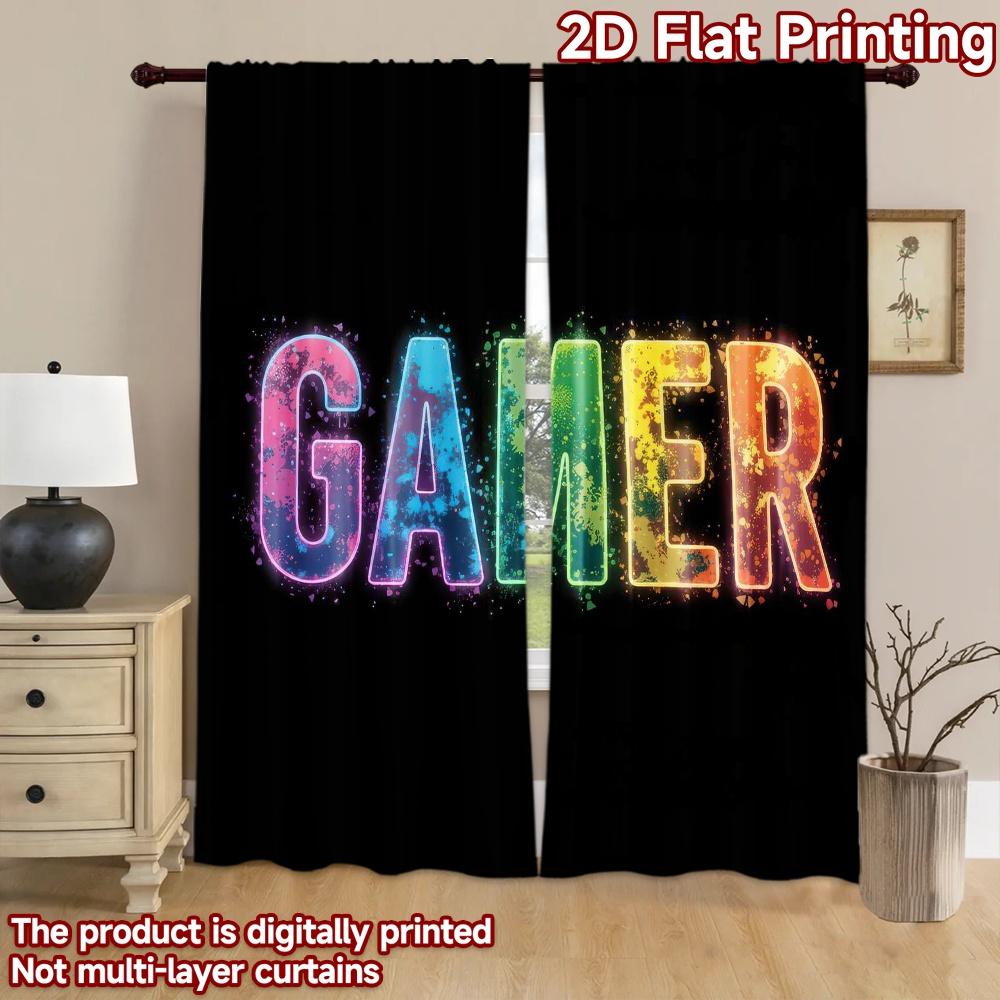 2D flat Photography Backdrop Photography Banner Colorful Gamer Letters 100% Polyester Festive Backdrops Use for Suitable for