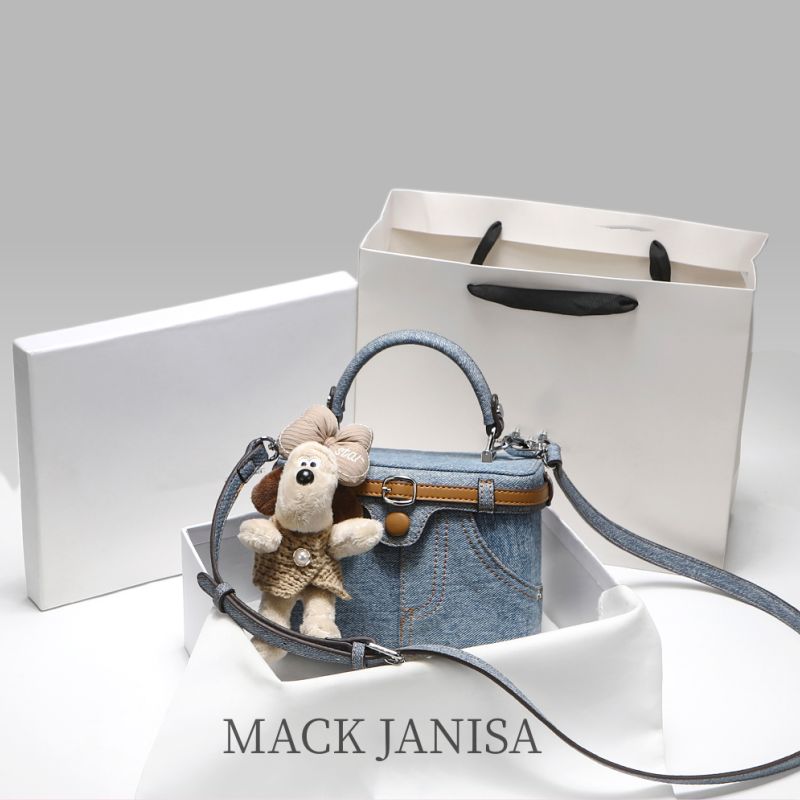 

Mack Janisa Кожаная Джинсовая Сумка-Коробка для Женщин 2025 Новое Поступление Рабочая Одежда Сумка Кроссбоди На Плечо для Женщин Denim Blue