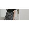 Women's Casual Chic Lightweight Wide Leg Trousers Textured Grid Pattern High Waist Flowy Palazzo Pants Black & White