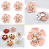 F26C 4Pcs Decorative Shirt Button Covers Pearls Rhinestones Embellished Cufflinks Clips For Shirt Jackets Dress Decoration