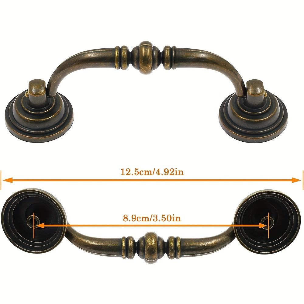 4 Pcs 3.5-Inch Hole Center Zinc Alloy Vintage Drawer Pulls - Double Hole Design with Two Sizes of Screws, Ideal for Kitchen & Furniture
