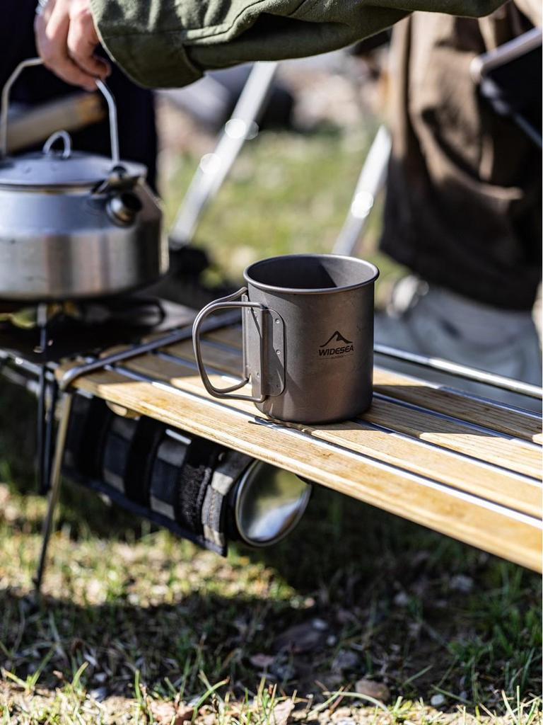 Widesea Lightweight Titanium Camping Cup with Lid - Portable and Easy to Store Tableware