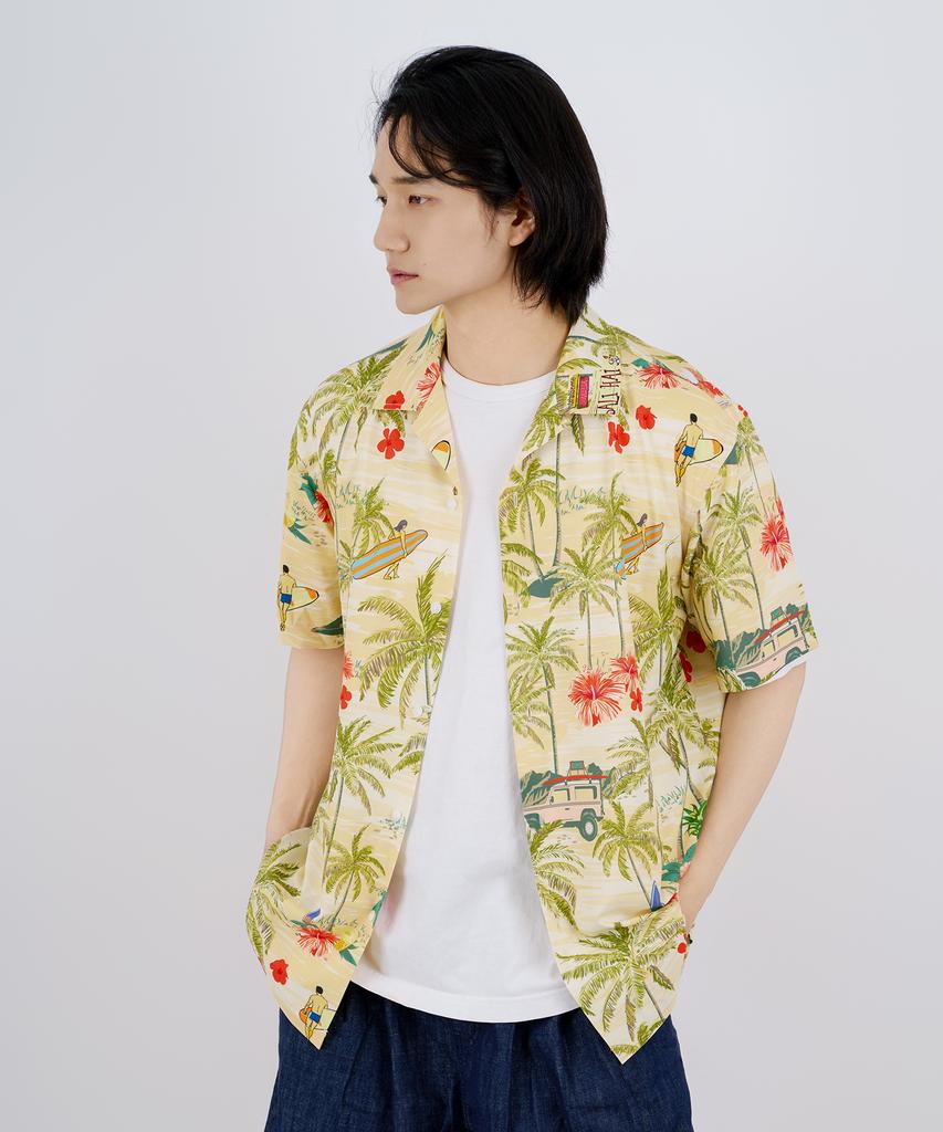 LXT Open Collar Cooling Hawaiian Shirt [Yellow Beach]
