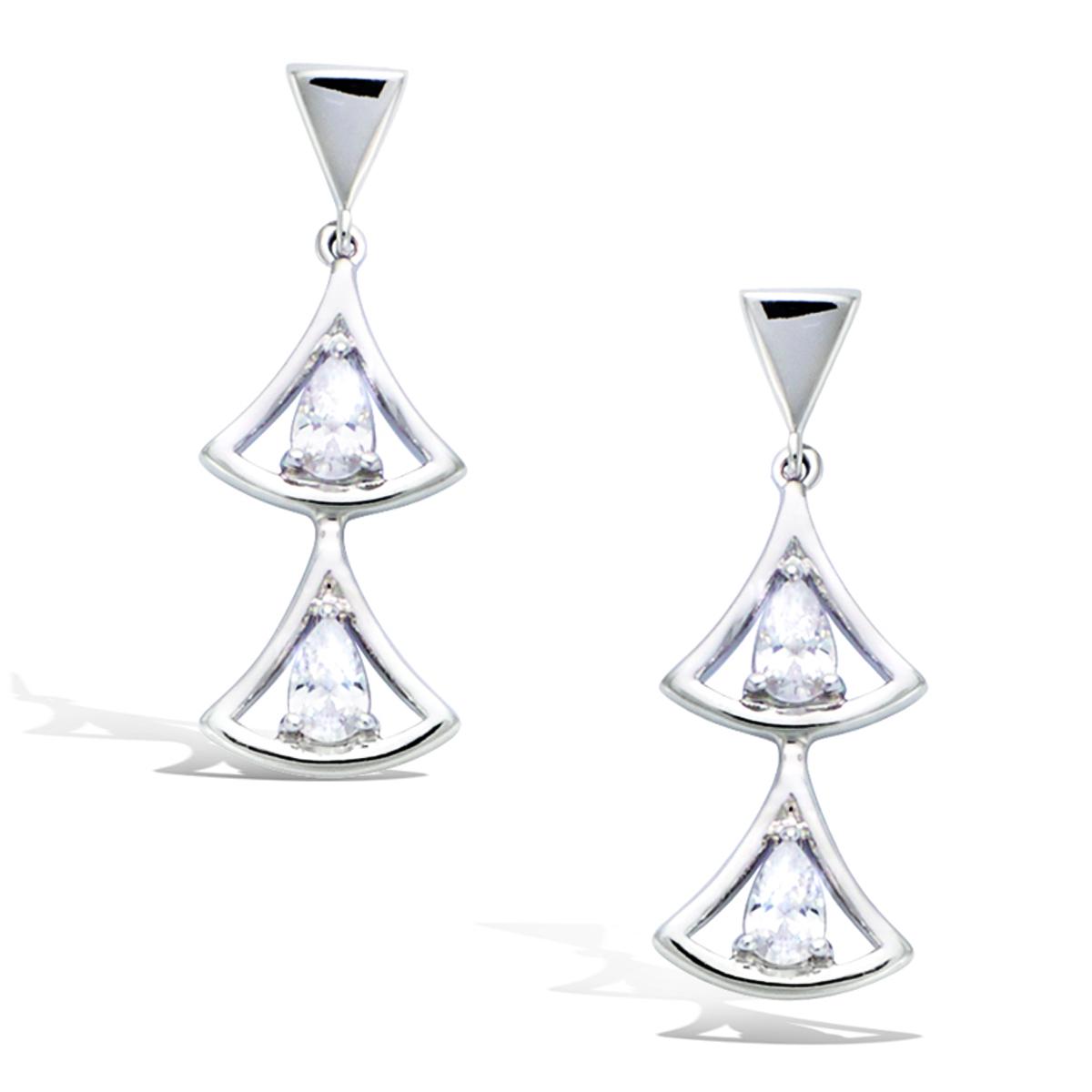 

Les Trésors De Lily [Q4054] - Серебряные серьги «Сисси» серебристо-белые (родиевое покрытие) - 25x10 мм