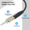 3D 6.35mm Male To Dual 6.35mm Y-Type Audio Mixer Cable, Large Three-Core Splitter